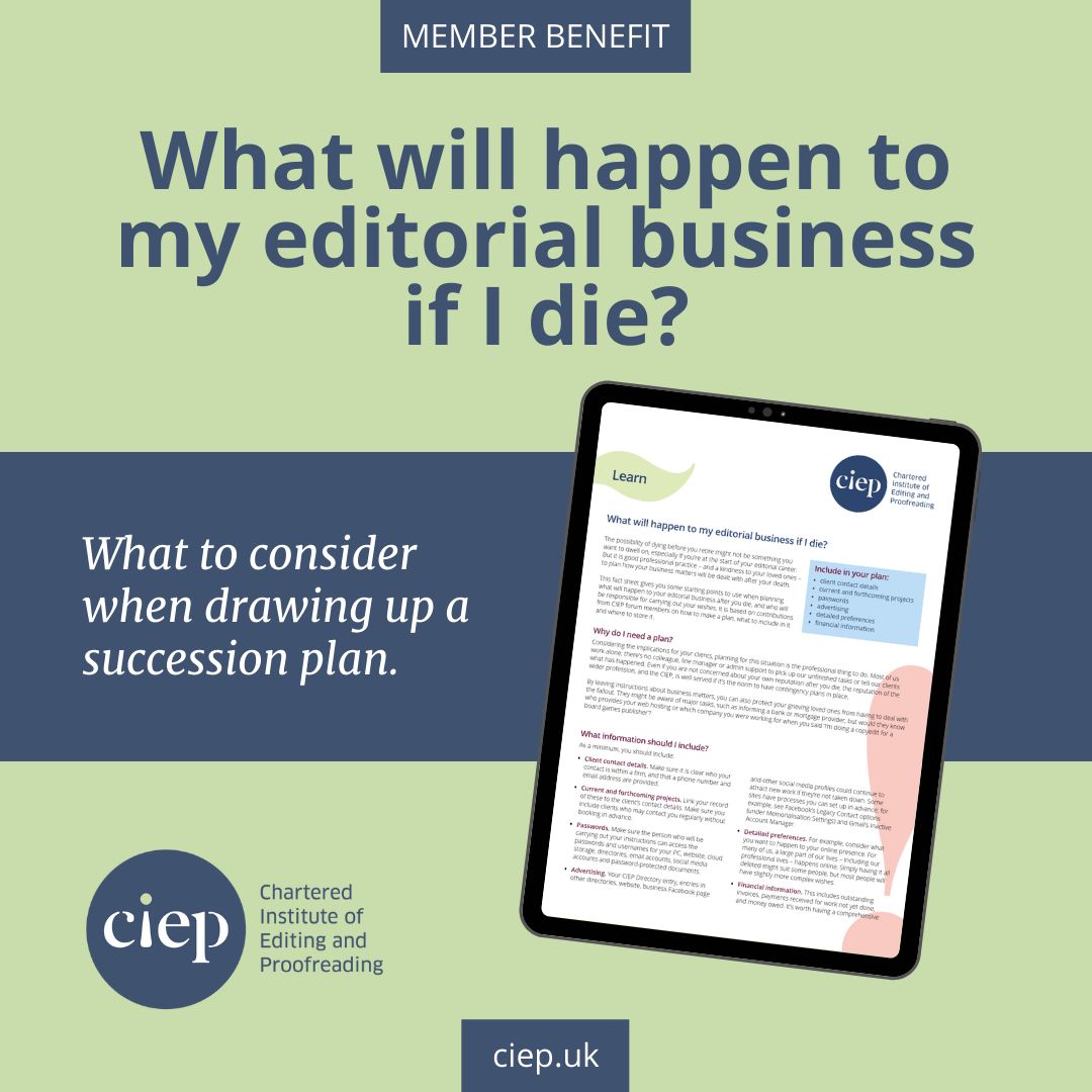 It is good professional practice to plan how your business matters will be dealt with after your death. This fact sheet looks at what to consider when drawing up a succession plan. You can buy it here, and CIEP members can access it for FREE. 👉👉👉 ciep.uk/resources/fact…