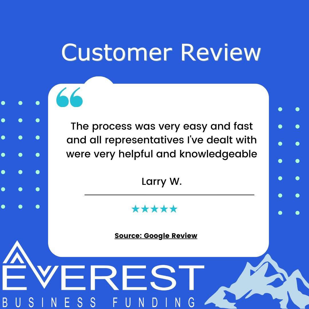 Another 5 ⭐ review! Check out for yourself why people are choosing Everest Business Funding.

•
•
•
#revenuebasedfinance #businessfunding #workingcapital #smallbusiness #business