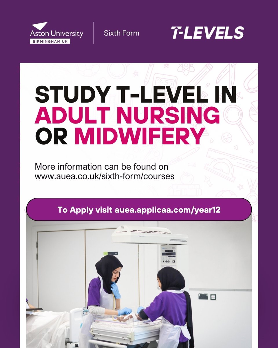 🏥Today, we celebrate World Nurses Day, honouring the incredible contributions of nurses worldwide. 

Discover our T Levels in Midwifery or Adult Nursing. Applications for September 2024 are OPEN! 💉

📚 Apply now at auea.co.uk

#ApplyNow #SixthForm #WorldNursesDay