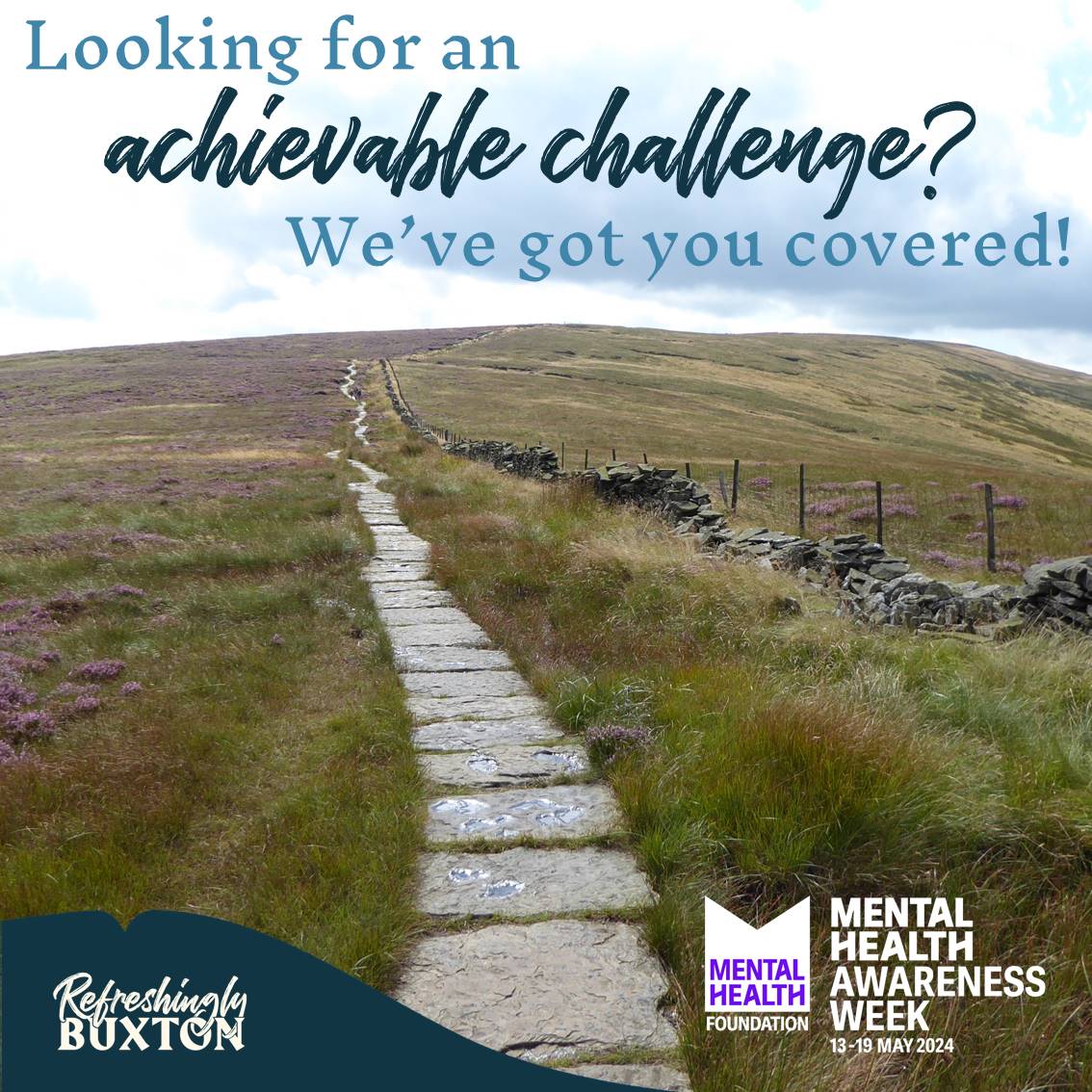 It’s #MentalHealthAwarenessWeek

Looking for an achievable challenge to start your movement journey?

Most of the hills in the #PeakDistrict are <600m.

#MomentsForMovement #MHAW2024
#Buxton #HighPeak #Derbyshire #SK17 #RefreshinglyBuxton #VisitBuxton 
@vpdd @peakdistrict