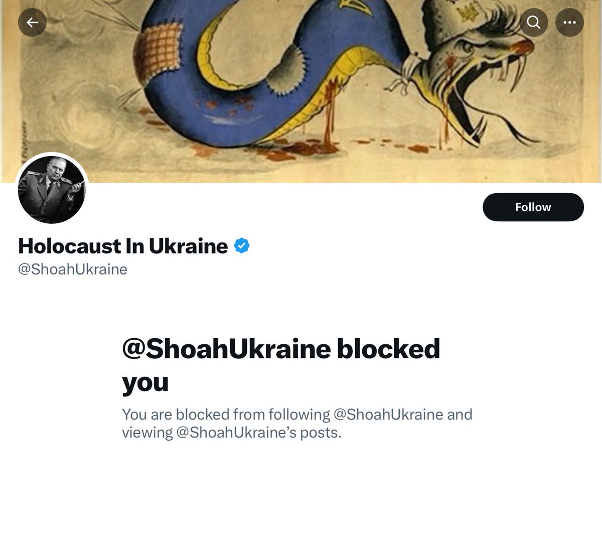 Holocaust in Ukraine @ShoahUkraine seems to be blocking a lot lately. I got the chop a few days ago for this and he even hid the reply. What a weaknik 🤣🤣🤣 x.com/shoahukraine/s…