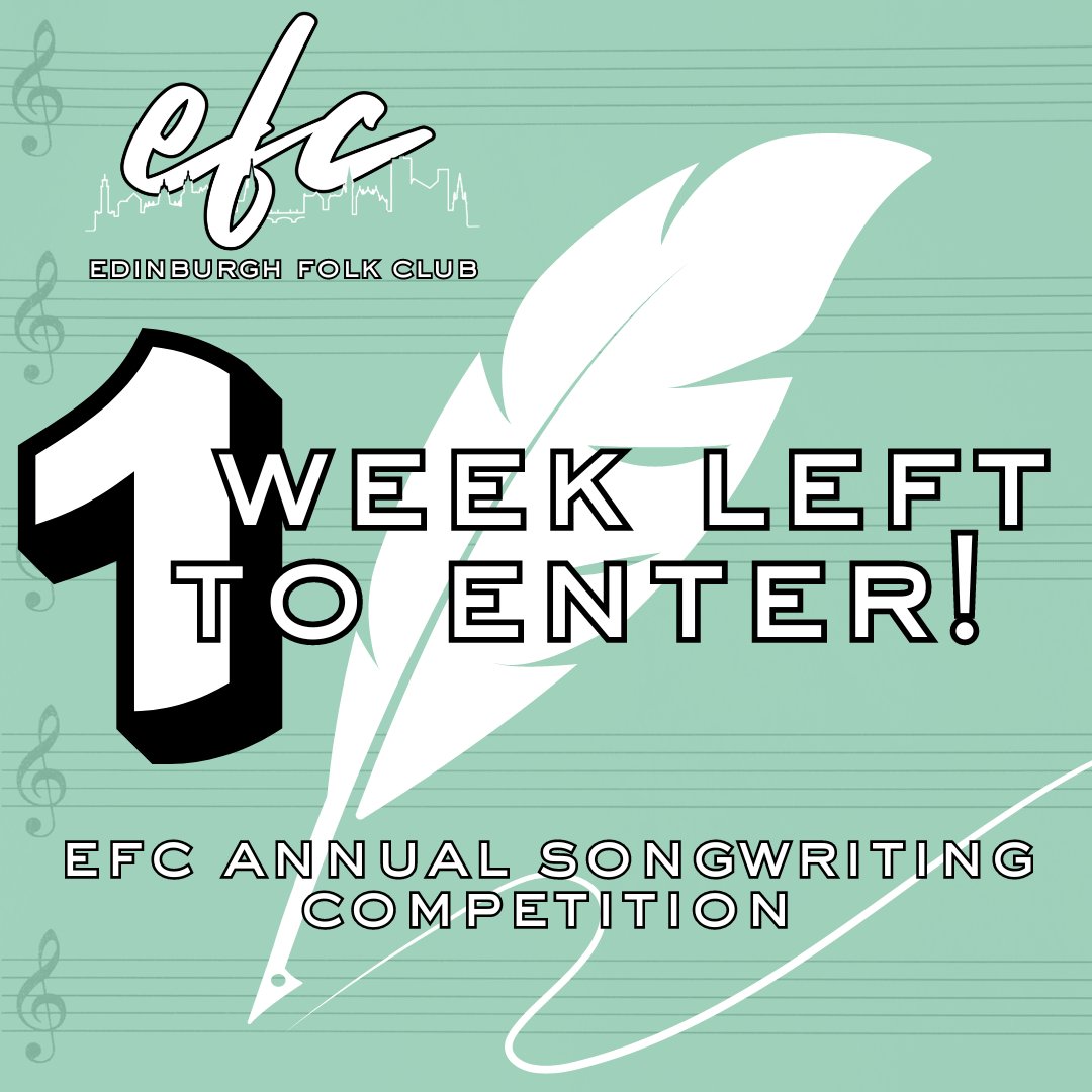 Time to put pen to paper - just 1 week left to enter our Songwriting Competition! ✍️

Submit yours by 20th May then come along to find out the winners live at EFC on the 29th! 🏆 efc1973.com/songwriting-co…