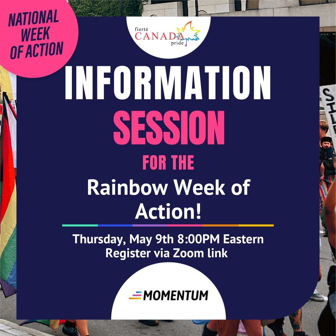 Drop in this evening for a chat about supports available to Pride organisers for the Rainbow Week of Action! Or better yet, stop in and brag to us about the amazing events planned in your communities 🥳 Thursday, May 9th 8:00PM Eastern. Register here: buff.ly/3JEejq5