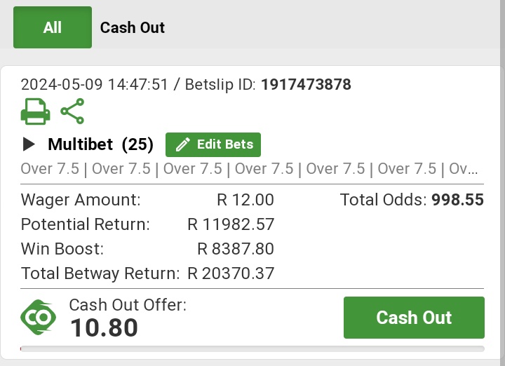 Booking Code X724A5456🍏⚠

Kick OFF:17:00📴

Market : Corners⛳

When it's well cooked you bet it twice✅💣. I'm staking R20 again on this exact slip🌍.

For the Nation🇿🇦✅💣