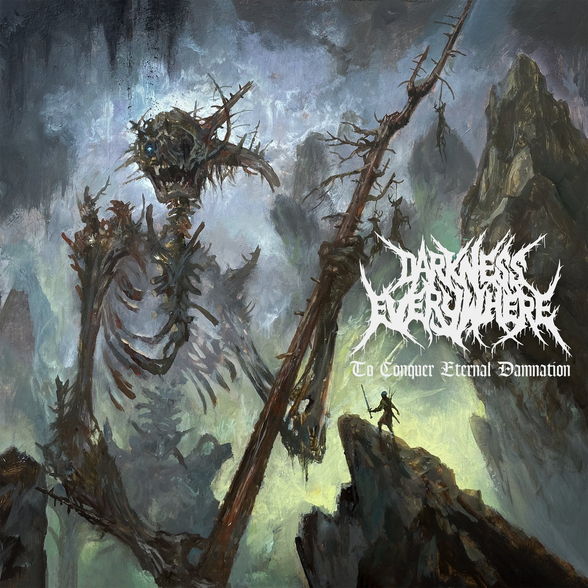 Oakland death metal band Darkness Everywhere release their first full-length album, To Conquer Eternal Damnation. Review at FFMB, flyingfiddlesticks.com/2024/05/09/dar… @CD_Records @EarsplitPR @DEMELODEATH #heavymetal #rock #hardrock #Oakland #DarknessEverywhere #deathmetal #melodicdeathmetal