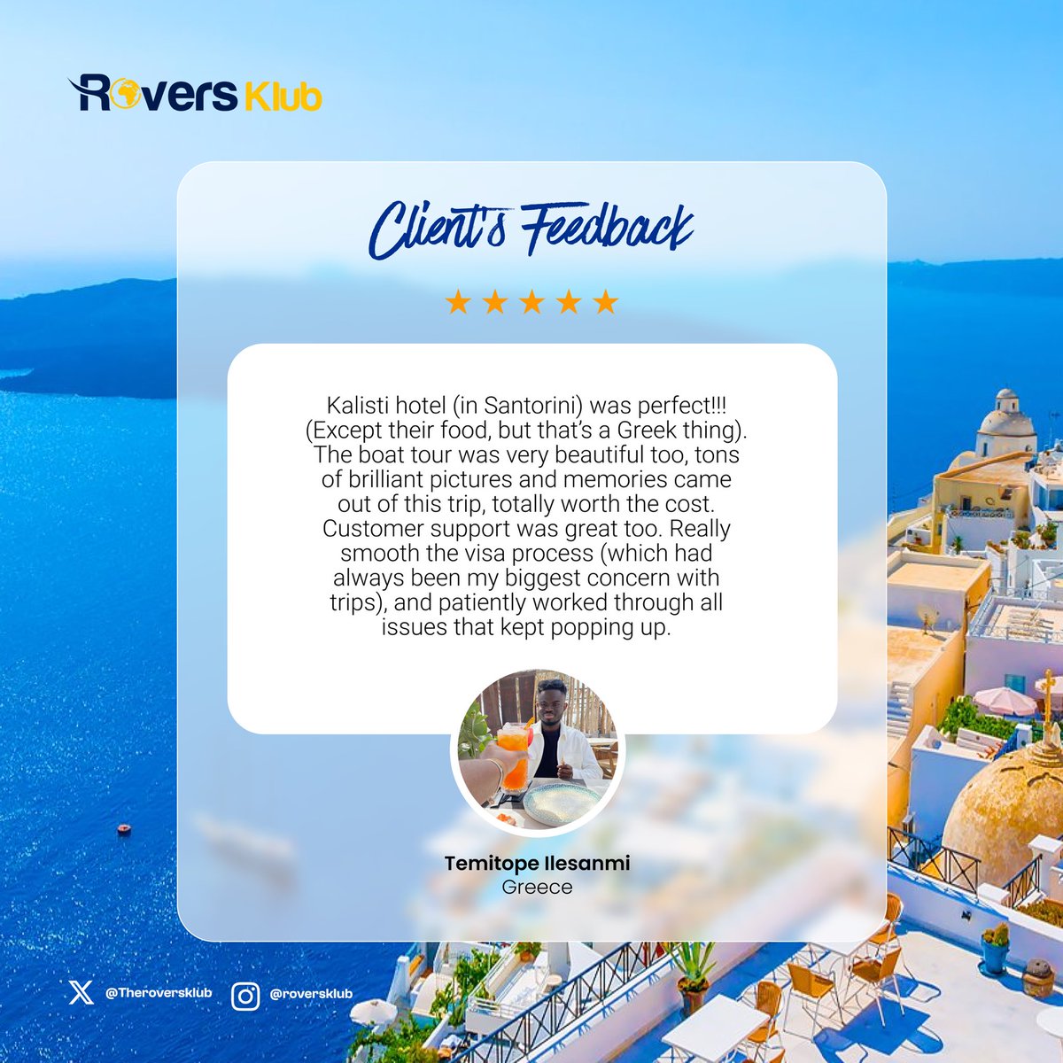 theroversklub's tweet image. #clientpost Our Client and his Damsel wanted a lovers time in Santorini, Greece 😍

We planned this lovely getaway to perfection ✈️

Feeling the love in the air? 💕💕Planning something special for you and your loved one? Send us a DM and let&apos;s create the perfect romantic getaway!