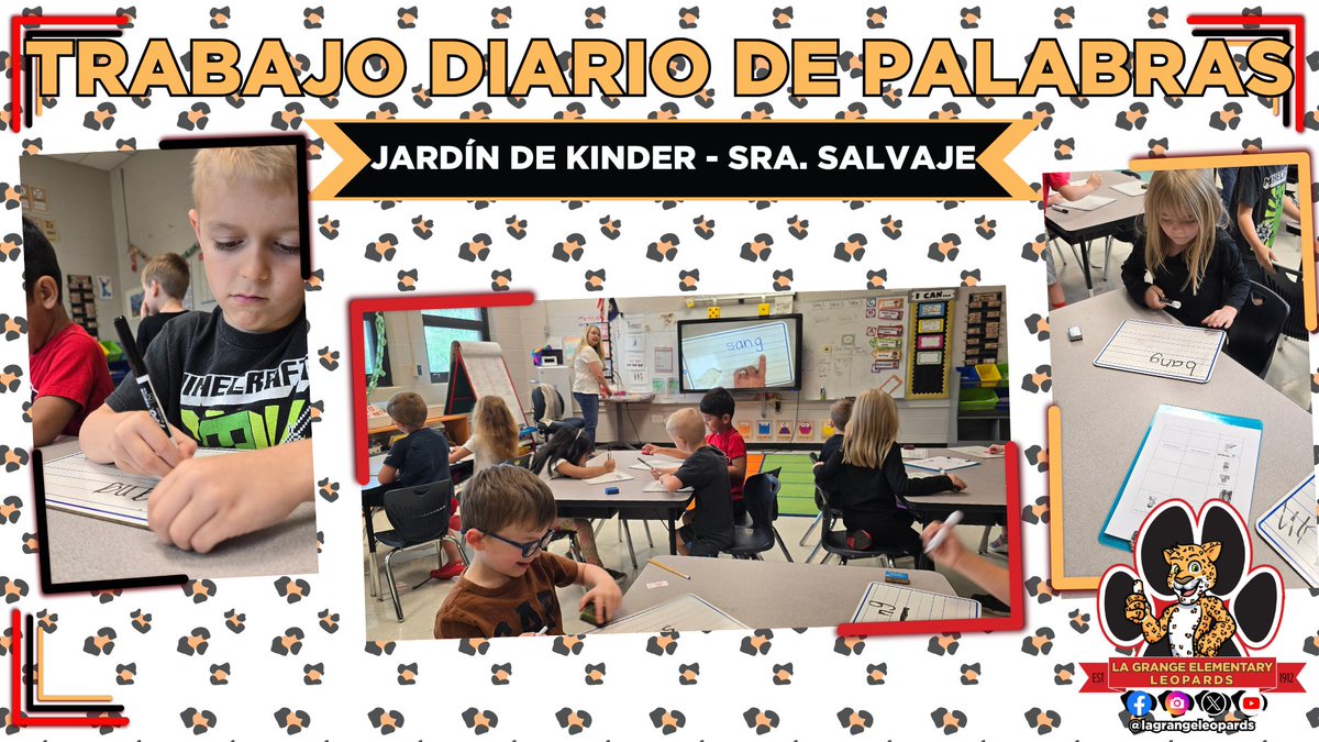 While our 3rd, 4th, and 5th Grade Leopards have been KSA Testing, our Kindergarteners are still working hard. Today, they practiced their handwriting and word sounds during daily word work. #WatchUsROAR