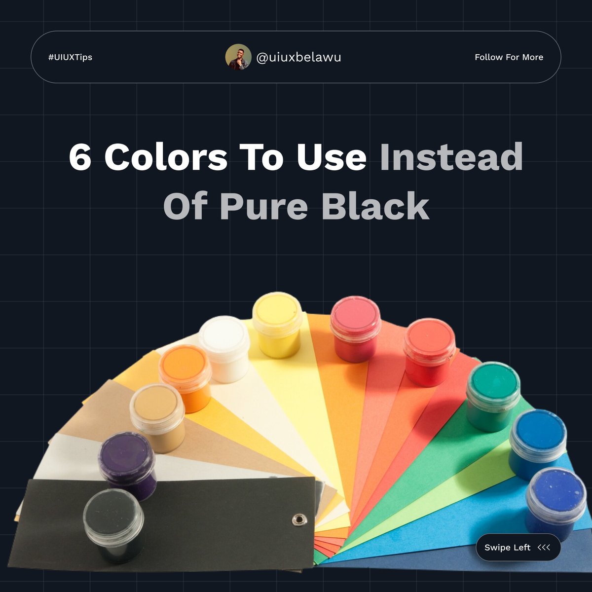 Hello UI/UX Designers 👋,    

When designing stop using white text on pure black background, use any of these colors instead. 

A Thread🧵

#uiux #design #uidesign #uiuxdesign #uidesign #ui #ux