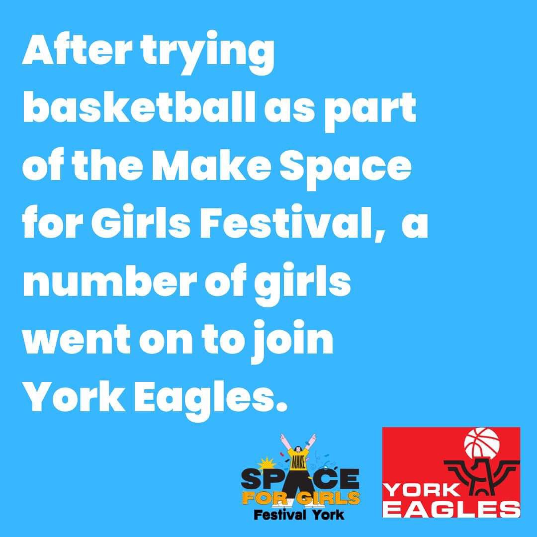 One of the massive success stories of the ‘Make Space for Girls’ in Rowntree Park Festival last year was basketball.  Lots of girls went on to join York Eagles. They now have 3 girls teams not just 1! More basketball this June:
rowntreepark.org.uk/makespace