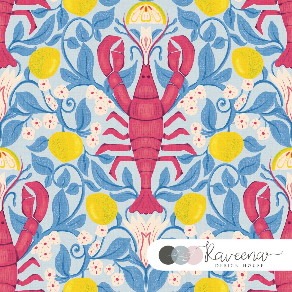 RaveenaBaskaran's tweet image. 🌊 Crustacean Core Design Challenge- 🦞 Lobster Lemon Fry Pattern. 

I enjoyed designing this. I made 3 color variations and decided to go with red lobster 🦞 for the challenge. You can find 3 colorways in my shop.

#spoonflowerchallenge #spoonflower #spoonflowerdesignchallenge