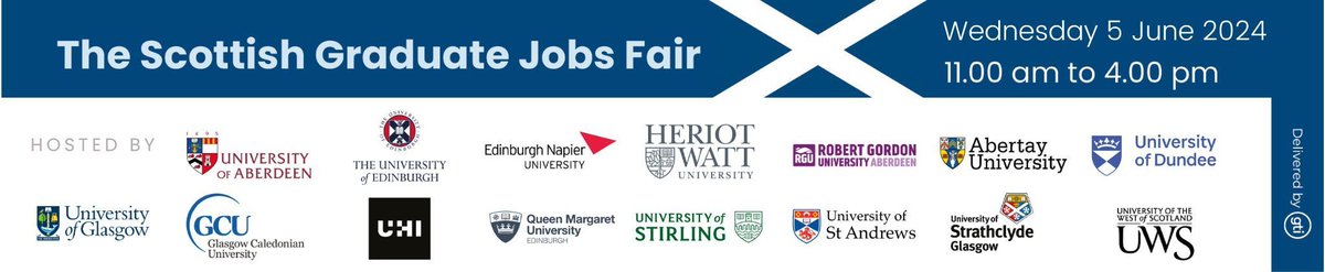 Save the Date: Scottish Graduate Jobs Fair Date: Wed 05/06 Time: 11am – 4pm Where: online. Further information to follow. #ExploreDevelopConnect