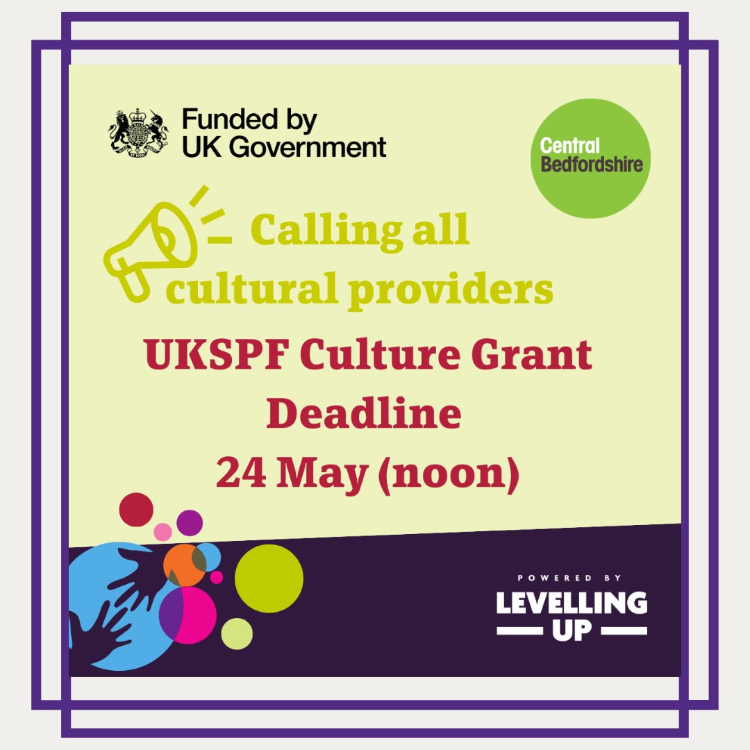 Have you heard there's a new Culture Fund for Central Bedfordshire? Funded by @letstalkcentral @TheUKSPF, to find more visit blcf.org.uk/apply-for-a-gr…