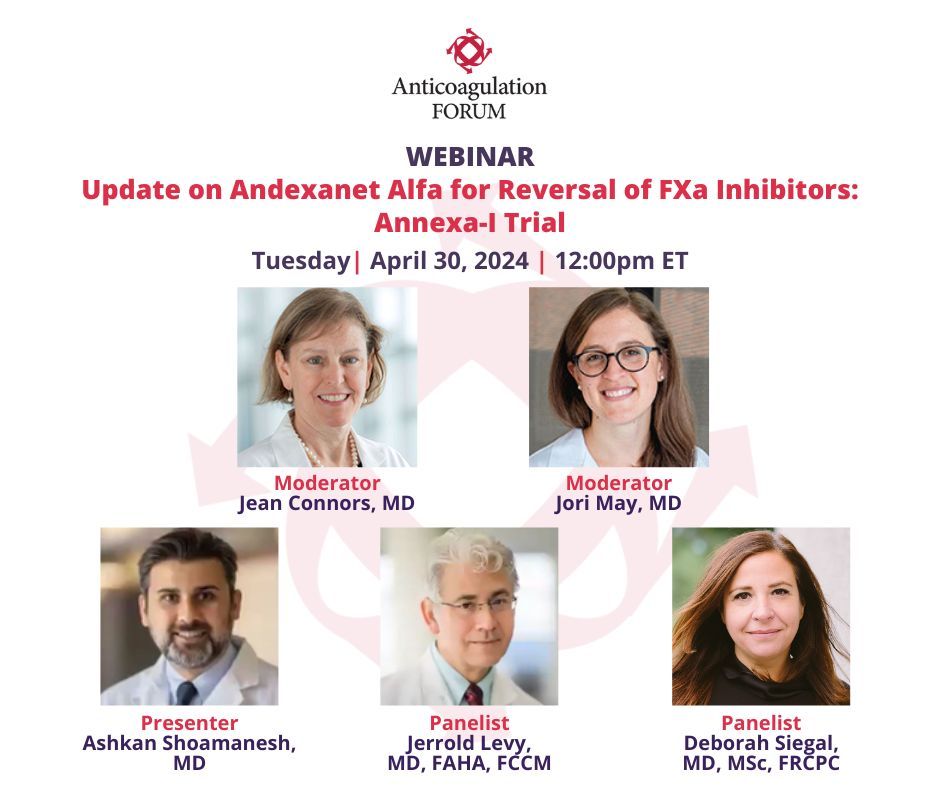 Webinar slides now available for download! 'Update on Andexanet Alfa for Reversal of FXa Inhibitors: Annexa-I Trial' Visit our website to download the slides and access the recording: bit.ly/3QLuunC @connors_md @Ash_Shoamanesh @JerroldLevy @DebSiegal @jori_may