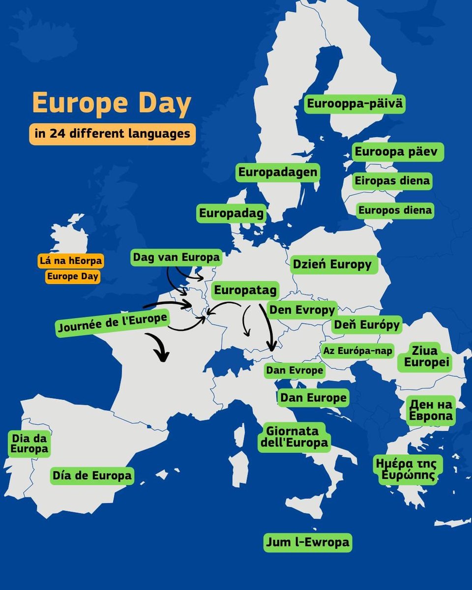 So sad Britain isn’t on this map so let’s add our language here

Happy Europe Day 🕊️🇪🇺

Image European Commission representation, Ireland
#StrongerTogether