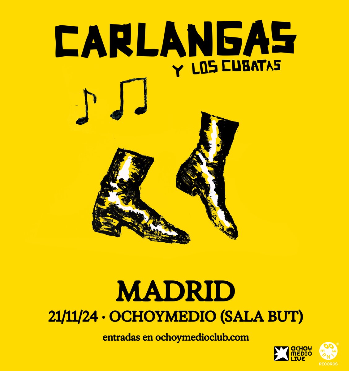 Cómo te digo yo que este es EL CONCIERTO... Nos vemos en Madrid cantando alto y bailando fuerte. Enchufadísimos para presentar disco en @ochoymedioclub Entradas ya a la venta: bit.ly/carlangascubat…