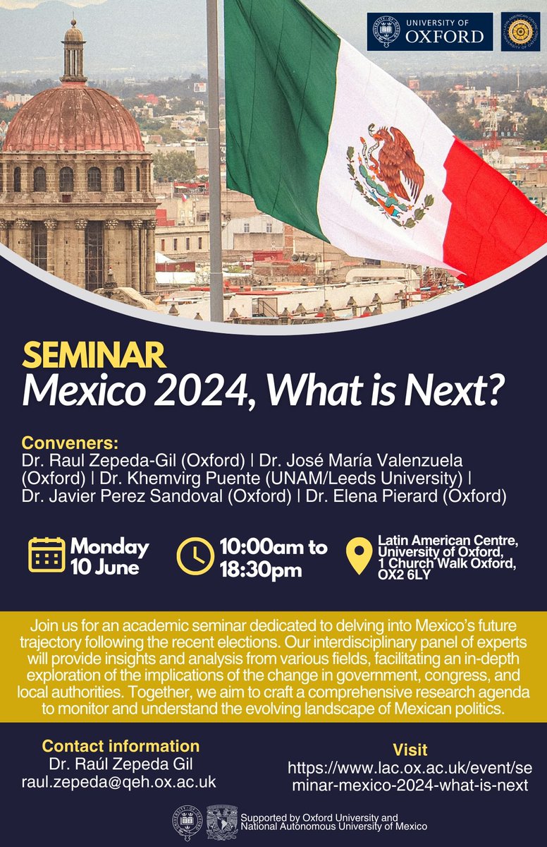 I'm excited to be a part of this! Everything you need to know about the 2024 #Elections in #Mexico! June 10th 10am @LACOxford Save the date! . . . @OSGAOxford @Politics_Oxford