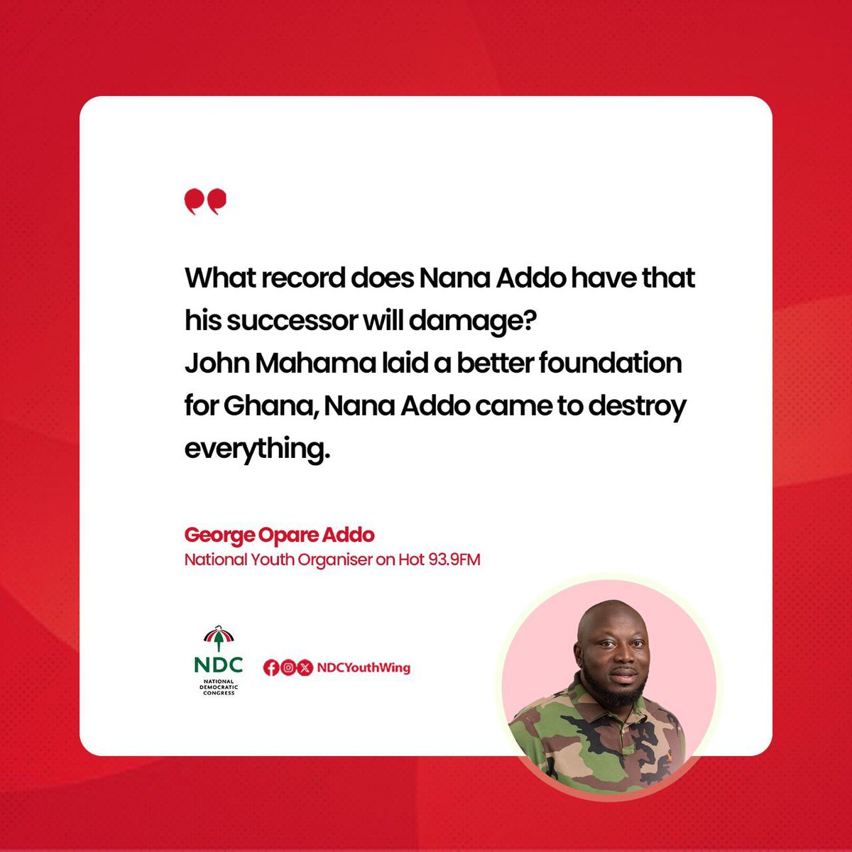 Pablo responds to Akuffo Addo's 'legacy' comment: 'John Mahama laid a better foundation, only for Akuffo Addo and Bawumia to destroy everything.' 
#TheGhanaWeWant #ChangeIsComing #YouthPower