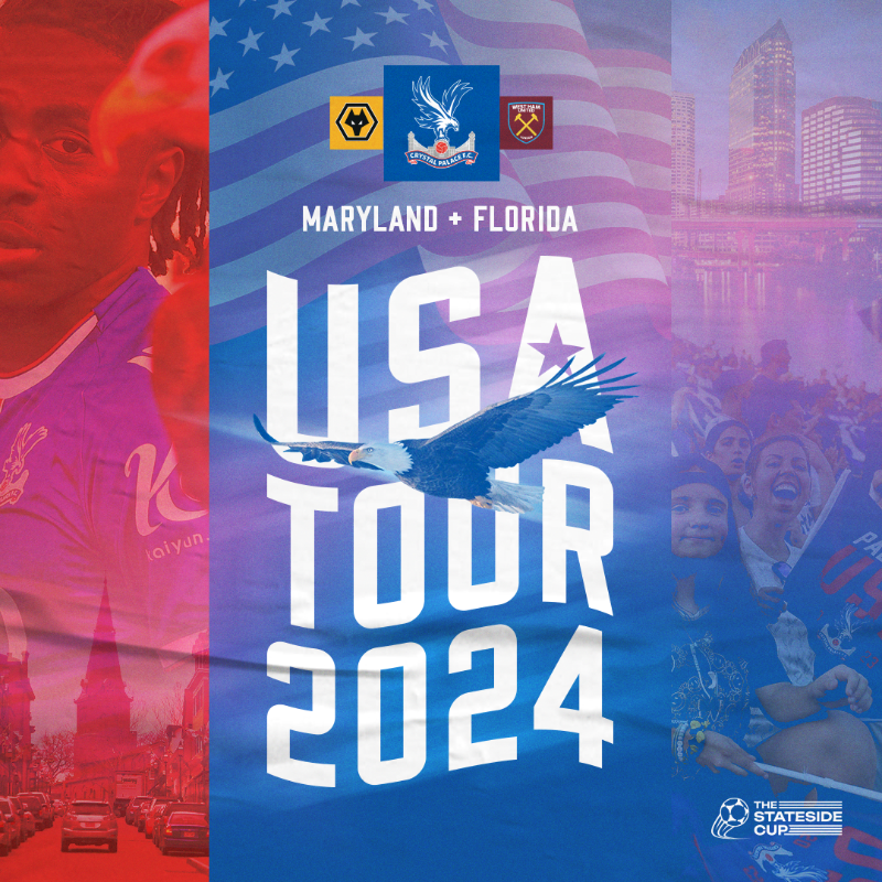 CPFC's tweet photo. Returning to the USA 🦅🇺🇸

We'll be taking on Wolves and West Ham in the #StatesideCup 🙌