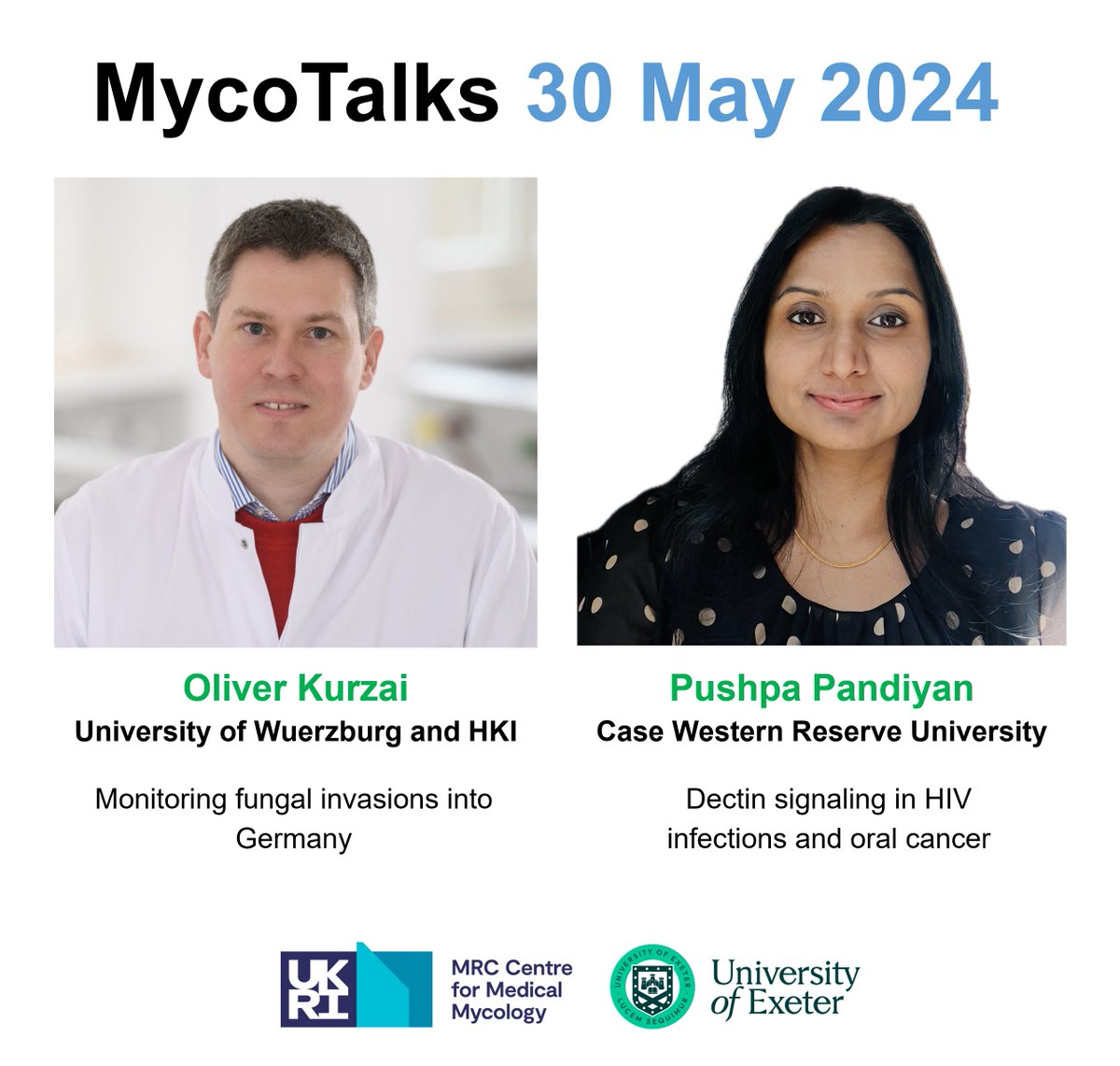 MRC Centre for Medical Mycology (@mrccmm) on Twitter photo Registration is now open for our next #MycoTalks with Oliver Kurzai <a href="/okurzai/">Oliver Kurzai</a> and Pushpa Pandiyan <a href="/ProfPandiyan/">Pushpa Pandiyan</a>
Register here: us02web.zoom.us/webinar/regist… Registration is now open for our next #MycoTalks with Oliver Kurzai <a href="/okurzai/">Oliver Kurzai</a> and Pushpa Pandiyan <a href="/ProfPandiyan/">Pushpa Pandiyan</a>
Register here: us02web.zoom.us/webinar/regist…