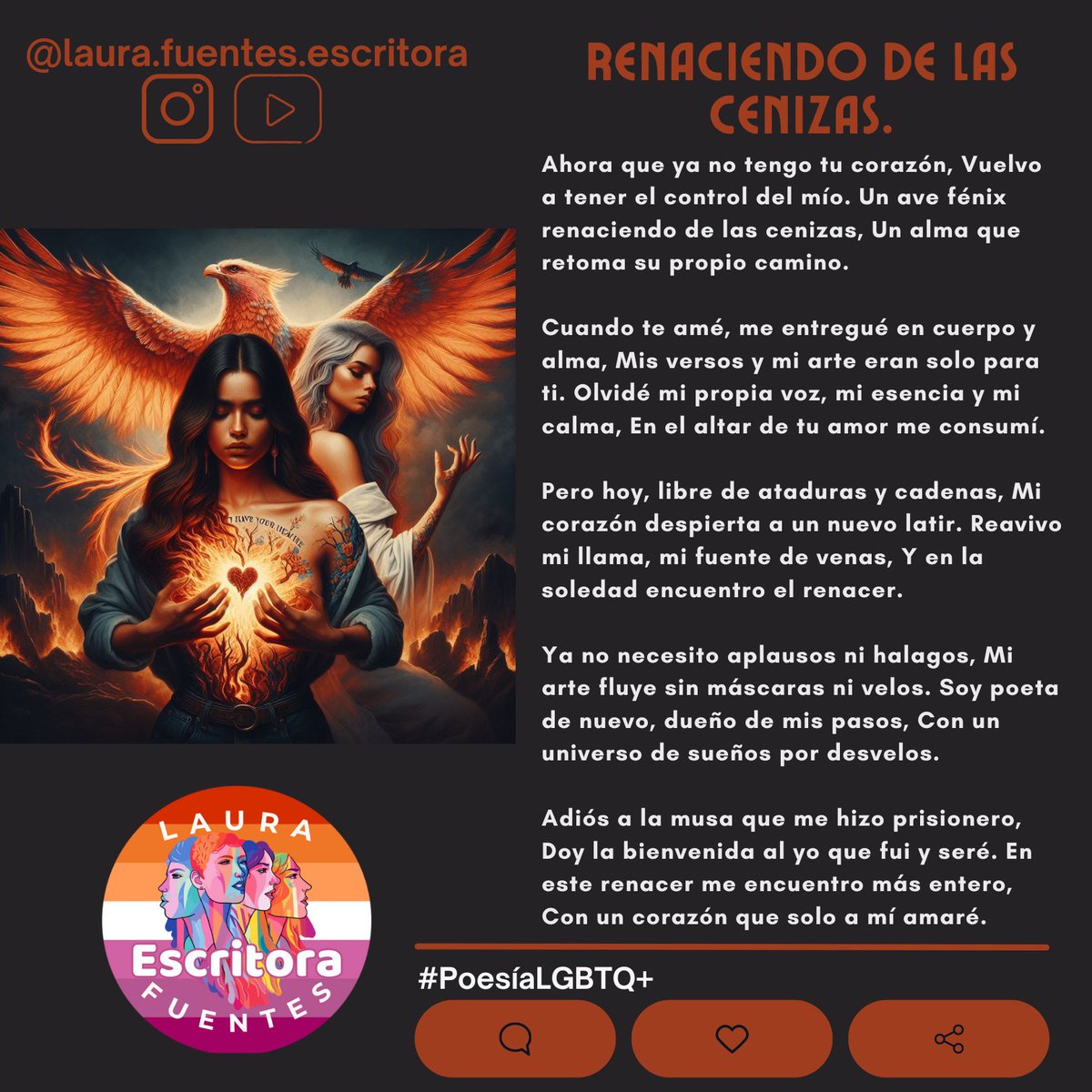Laura Fuentes ©️
❤️🧡💛💚💙💜
linktr.ee/Laura.Fuentes.…

'Misión Secreta', una novela de suspenso, estará disponible en mayo de 2024.
#LauraFuentesEscritora
#AutoraLGBTQ
#lgbtqlit
#lgbtqreads
#gaylit
#lesbianlit
#queerlit
#rainbowreads
#pridereads
#lesfic