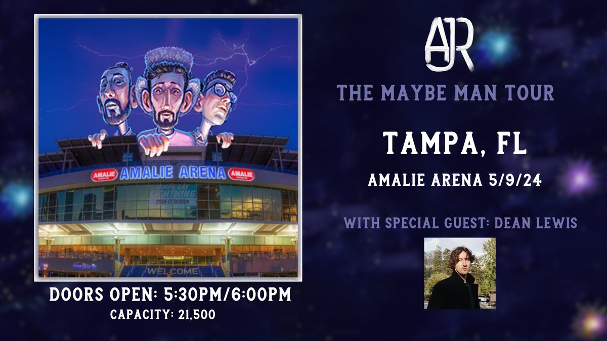 AJR will be performing in TAMPA, FL tonight at @AmalieArena!! 🔥🔥 

🚪 Doors: 60-90 minutes prior to showtime
🎤 Event: 7:00pm 

Who’s going to the show tonight?? 👀