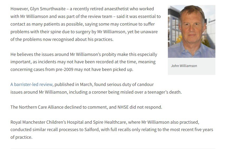 Have you read this! There should be action done on this from #nhsengland 

There is so much more coming to light  about this surgeon John Bradley Williamson from behind the scenes from patients coming forward to speak to us @JBWPatients 
Questions need to be asked !n parliament