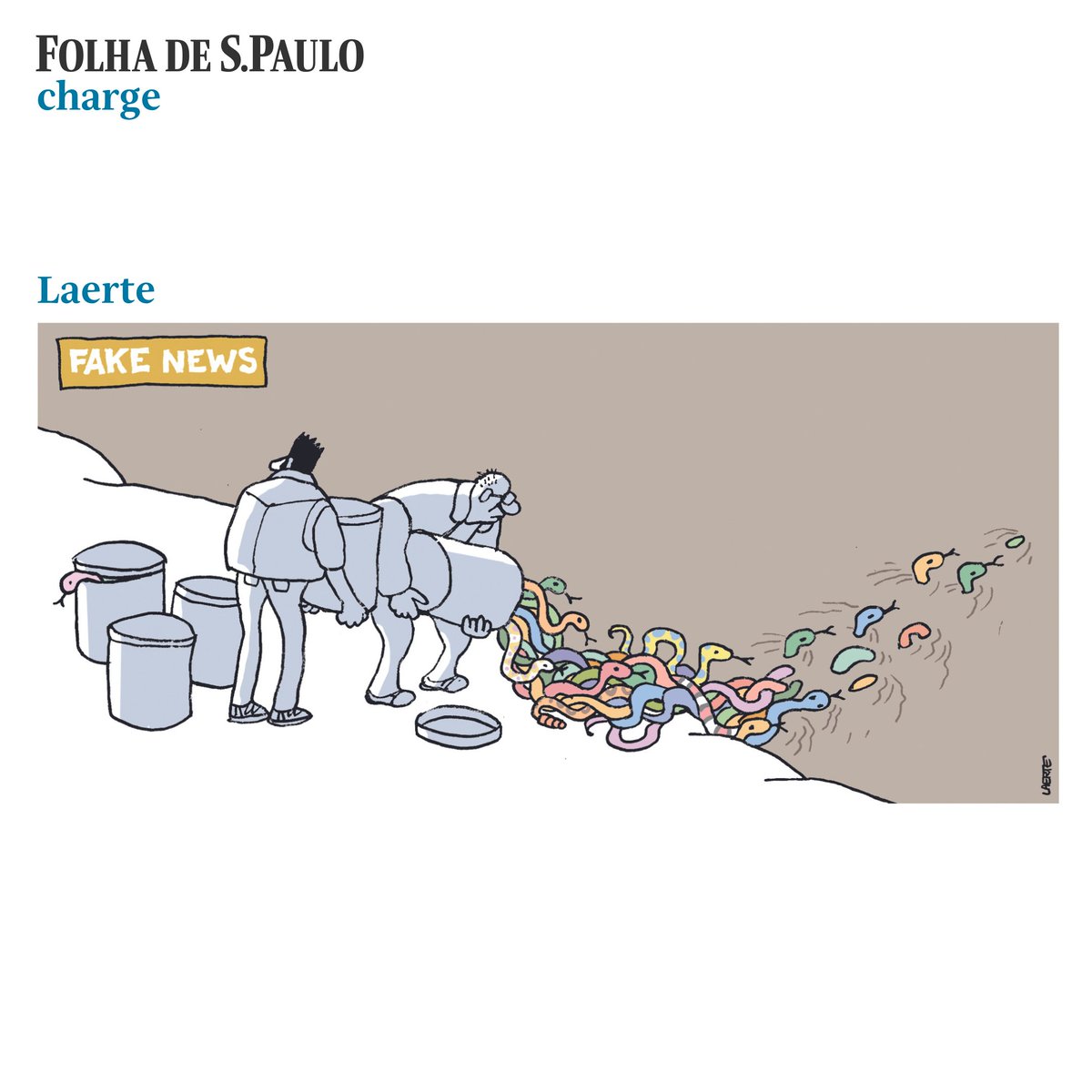 Esta é a charge de Laerte (@LaerteCoutinho1) publicada em todas as plataformas da Folha. Quer ver mais charges do jornal? Acesse folha.com/charges
