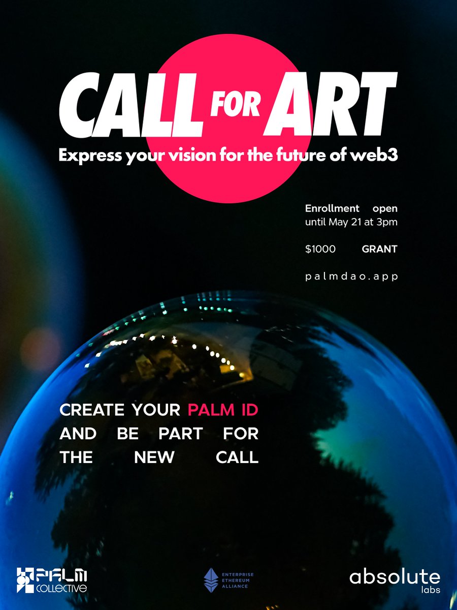 GM fam! A new call is open at Palm Collective website: Call x Art: Express your vision for the future of web3: short.palmdao.app/futureweb3call ✅To participate your need to create your Palm ID Here is a tutorial video: short.palmdao.app/PalmIDGuide