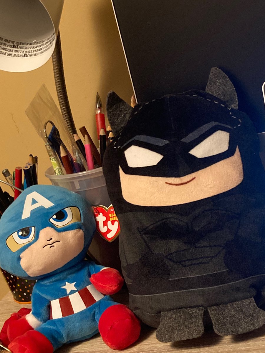 Here are my super hero buddies! Captain America and Batman! So cute! 💕💕#captainamerica #batman #marvelcomics #dccomics #batmanfan #captainamericafan #22q #22qadvocate #superhero #velocardiofacialsyndrome #digeorgesyndrome #epilepsy
