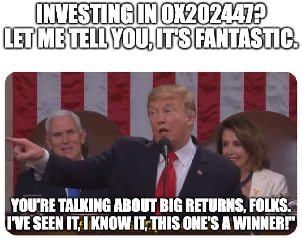 <a href="/CryptoZeusYT/">Crypto Zeus ⚡</a> "0x202447 kicks off CA - 2024 Election Year! 47 for Trump - 47th Prez. Election Year 2024 - let it sink in. Ticker: $TRUMP. Solid, electric, organic community. MC under a mil - wild, right? With influencers on board! Let's make waves! #Trump2024 #0x202447 #Crypto @0x202447TR