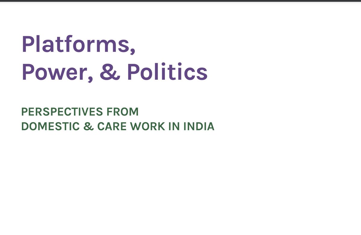 What impact has the entry of digital platforms had on the organisation of workers and employment relations? Read this report's findings on how digital platforms rely on and amplify unequal power structures in India’s domestic and care work sectors. 🔗tinyurl.com/ycnewtyj