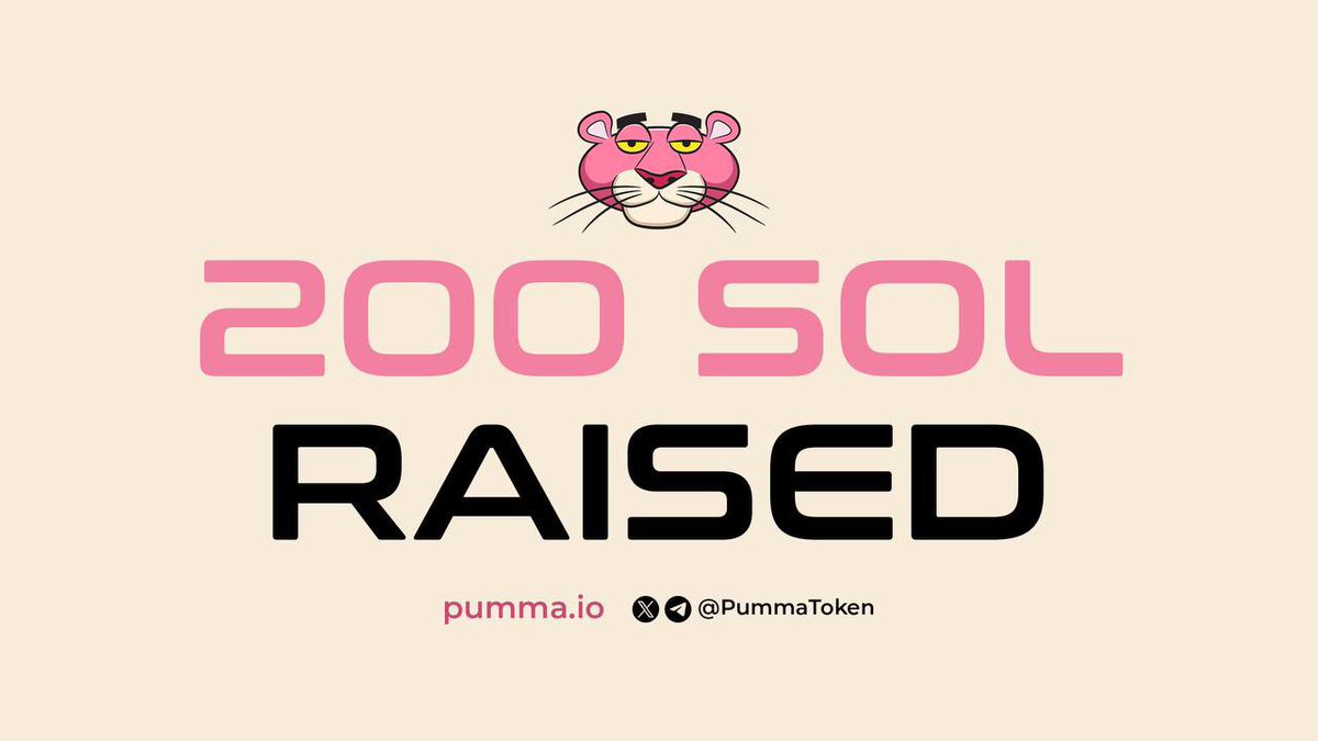 PummaToken's tweet image. 200 sol raised! Pumma’s momentum is getting higher with over 200 sol raised and over 135 contributors! The next target is 300 sol.

Pumma is a long-time project that is supercharged because Pumma swap is live and would be ready for use during launch!

You don't want to miss the…