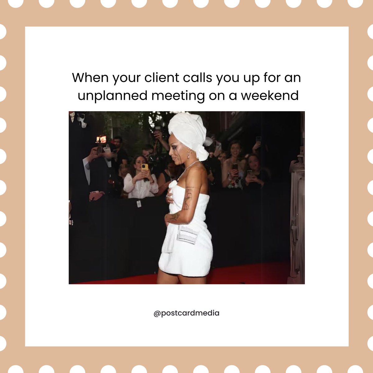 What was the worst scenario you had to attend a client call?😭

#metgala2024 #memes #metagalamemes #pcm #postcardmedia #clientservicing