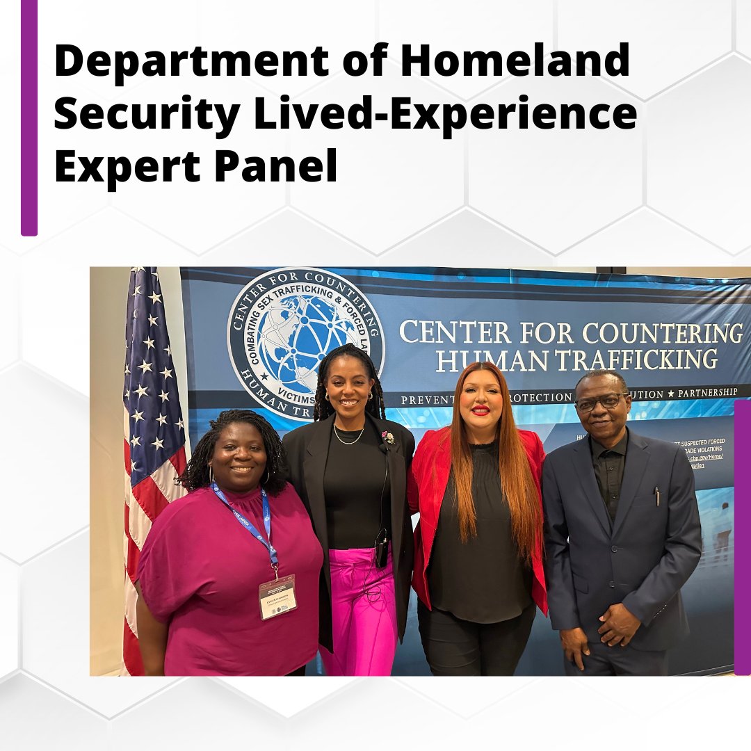 HTLegalCenter's tweet photo. Thank you @DHSBlueCampaign for having @HTLegalCenter's @ChumbowEvelyn speak on a panel with lived-experience experts Emmanuel Caulcrick &amp; Samantha Summers-Rivas. Moderated by Brandi Bynum, the panel explored building trust with #traffickingsurvivors through trauma-informed care. https://t.co/FeJ1ziWjii