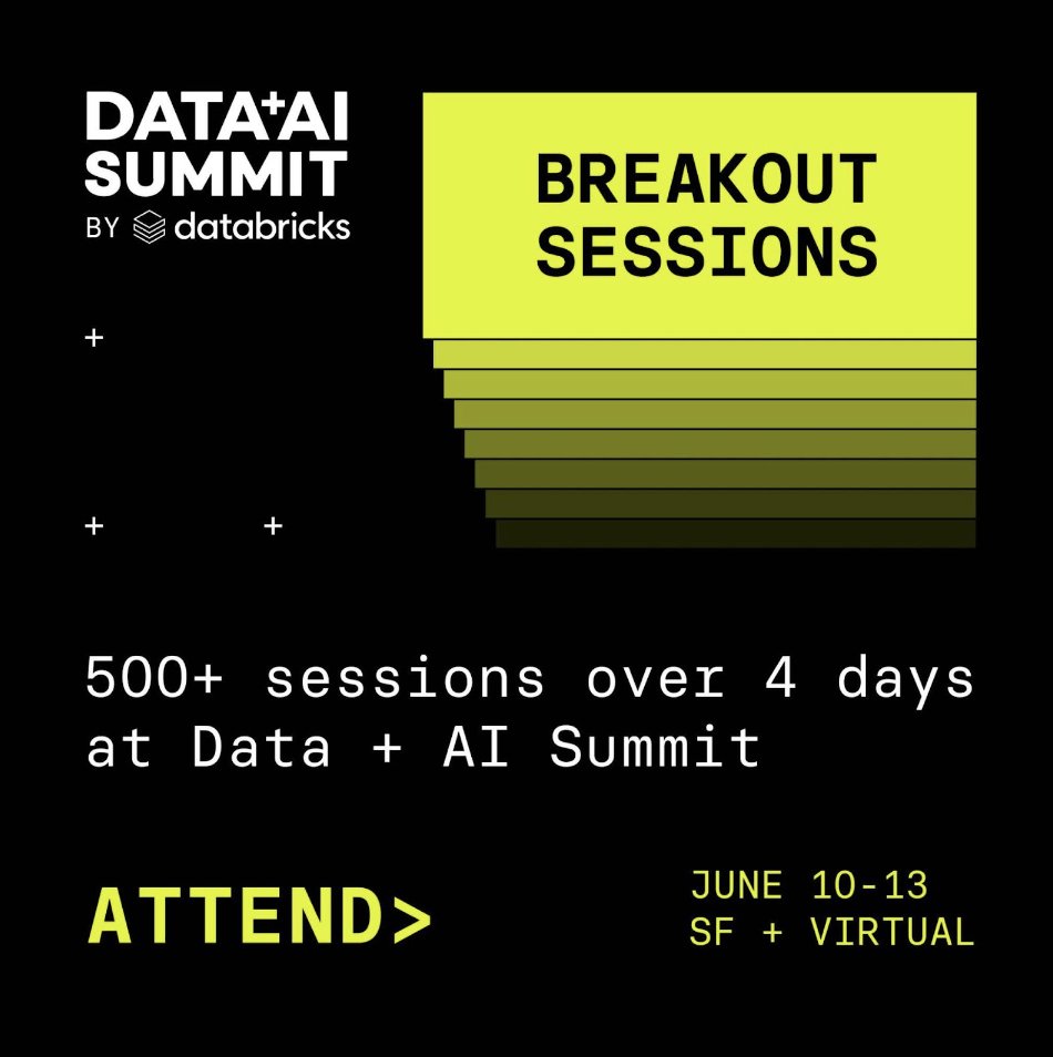 We're excited to offer 500+ technical sessions at #DataAISummit! Here's a snapshot of this year's tracks:

- GenAI
- Data warehousing
- Data governance
- DS/ML
...and many more! 

Check out the full offering: bit.ly/3UlaDA7