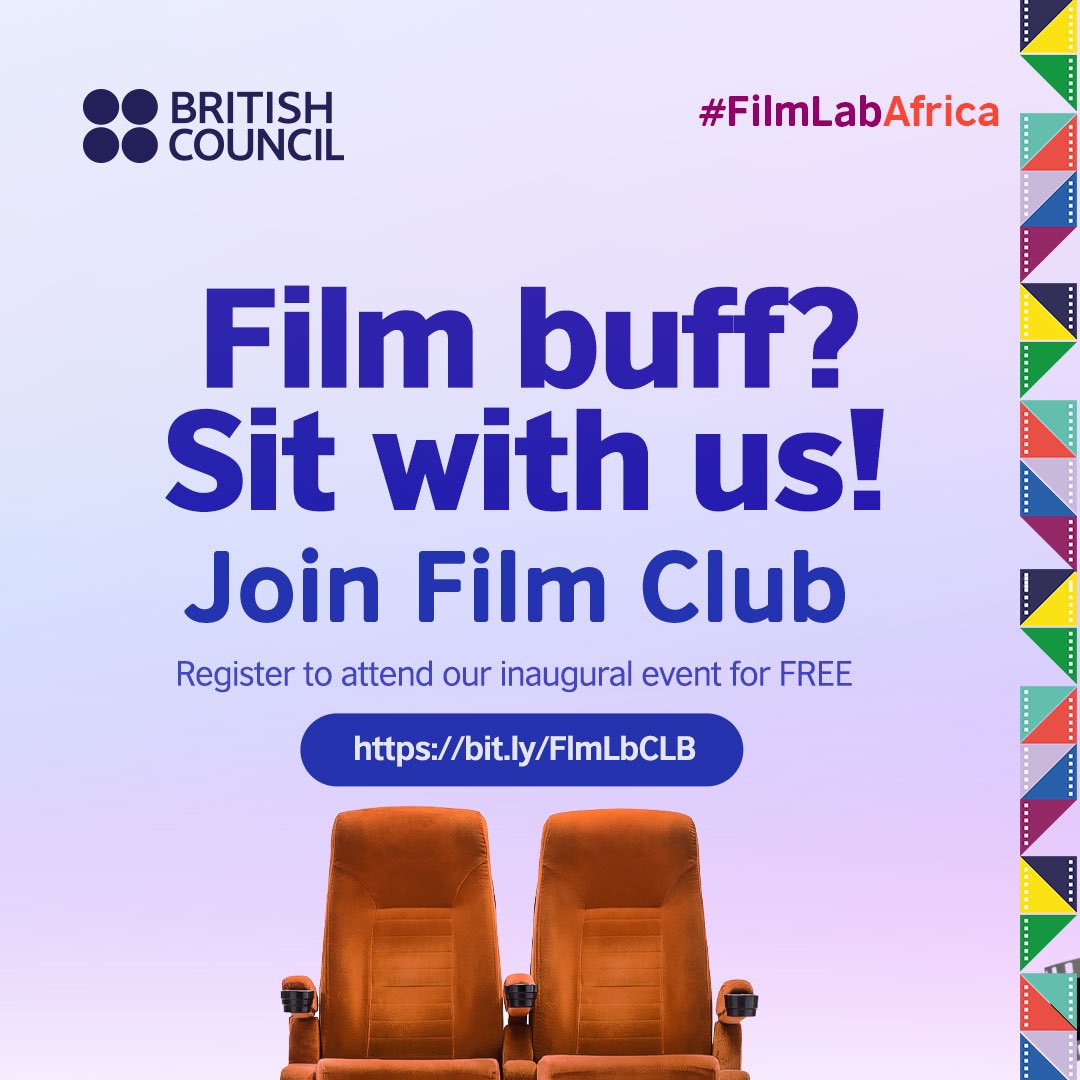 SIGN UP NOW!

📍2 short films
📍Food & Drinks 
📍Impactful Sessions 
📍Games 

Register to attend: bit.ly/FlmLbCLB

cc @ngBritishArts 
#ReframeWithMe #FilmLabAfrica #BCArtsSSA #ReframeYourFuture #FutureOfFilm #FilmmakerJourney
#britishcouncilxfilmlabafrica