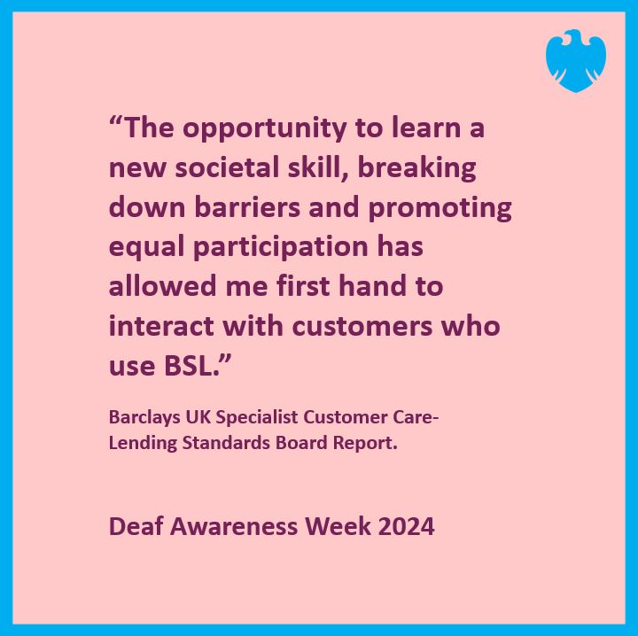 Our colleagues are learning some phrases in British Sign Language, to better support and connect with our d/Deaf customers. We’re here to help 💙. #DeafAwarenessWeek