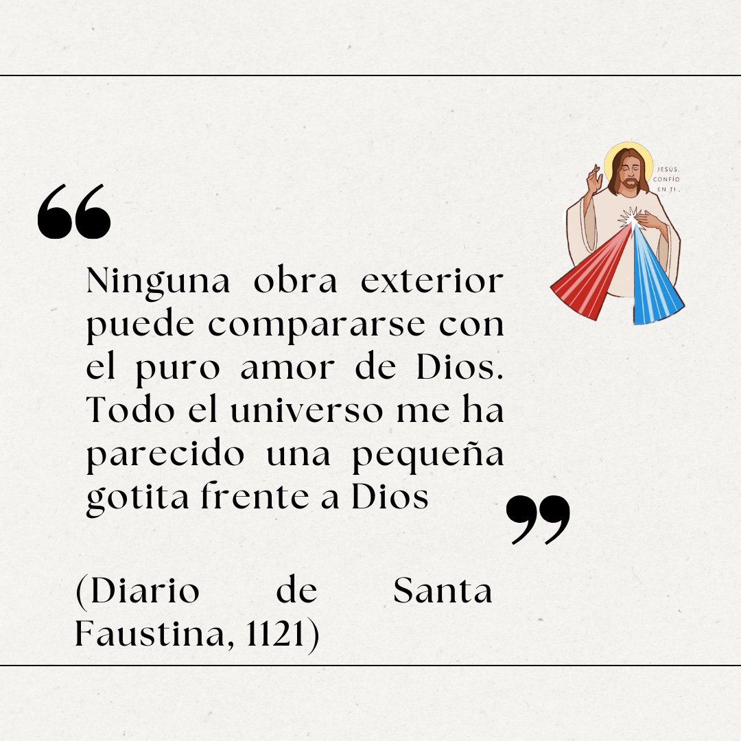 Hoy en el Diario de #SantaFaustina reflexionamos sobre el amor de Dios y es que para Él no hay obra más hermosa que tú, Cristo por su #DivinaMisericordia murió por ti.