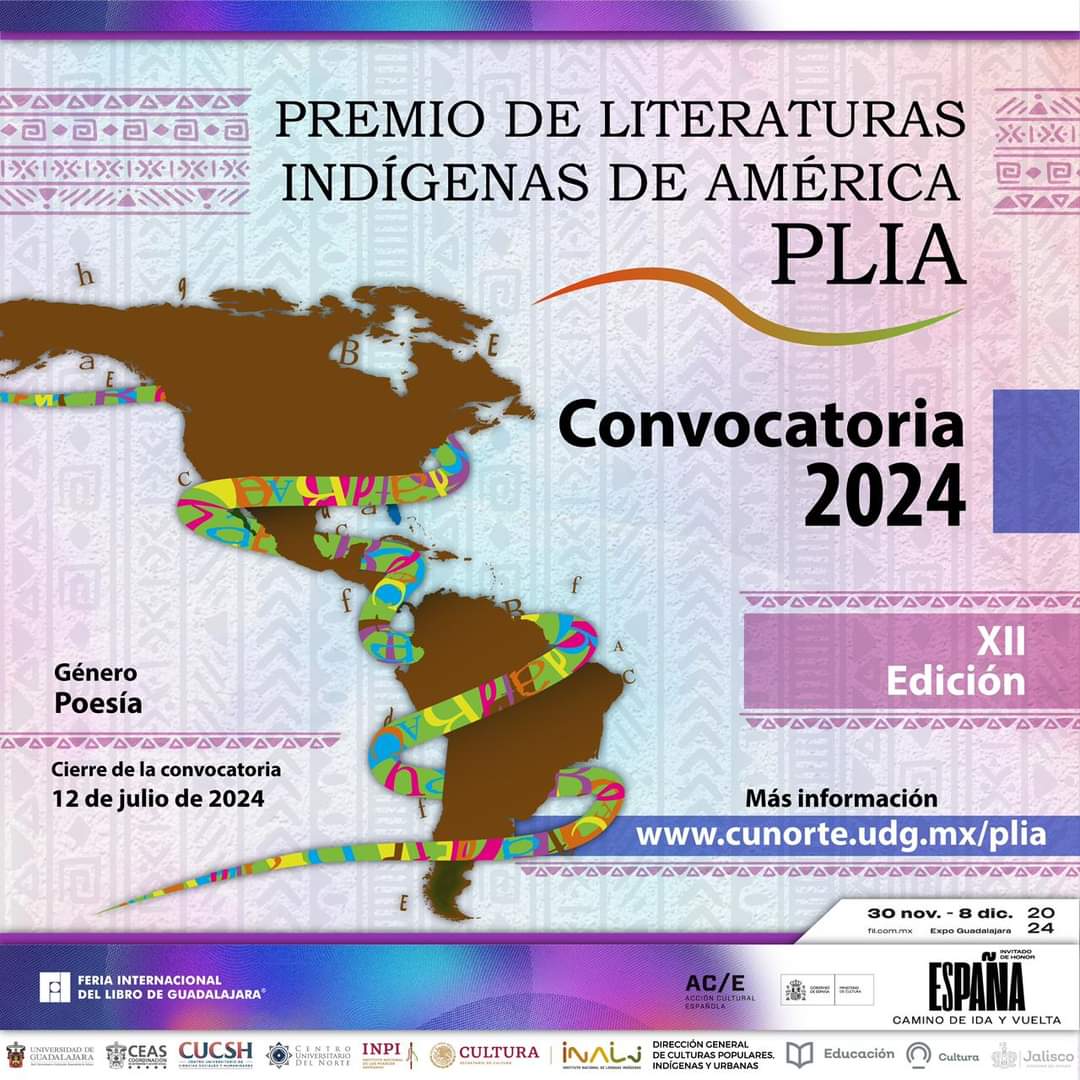 ¡Difúndelo! 📢 ¡Participa para el Premio de Literaturas Indígenas de América! Esta edición se dedicará al género de poesía. ¡Consulta las bases! 👉 inali.gob.mx 👈 👉 cunorte.udg.mx/plia/ 👈 #PLIA2024 #LenguasIndígenas