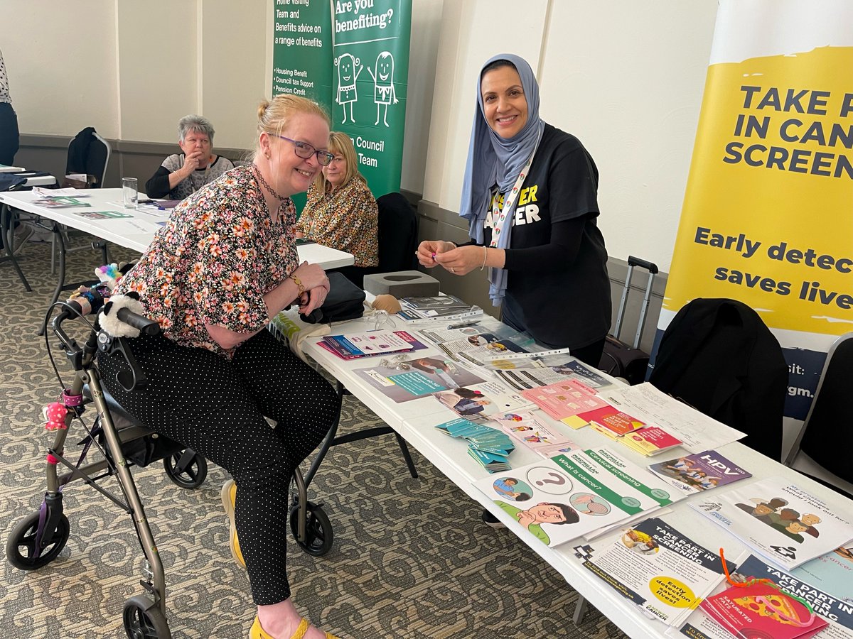 Answer Cancer team member Gazzala spoke to lots of employees at Bolton Council health and wellbeing event today about the importance of attending the 3 NHS Cancer screening programmes. #BeeSeen,GetScreened. #cancerscreening