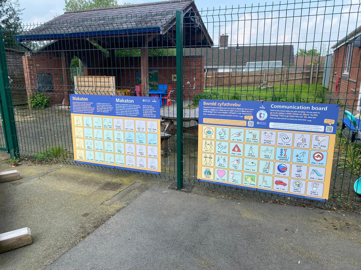 #TherapyThursday #TherapiDyddIau 

With all this sunny weather ☀️ we can’t wait to play outside! Especially with our new communication boards in the outdoor therapy area in Welshpool Integrated Family Centre 😃