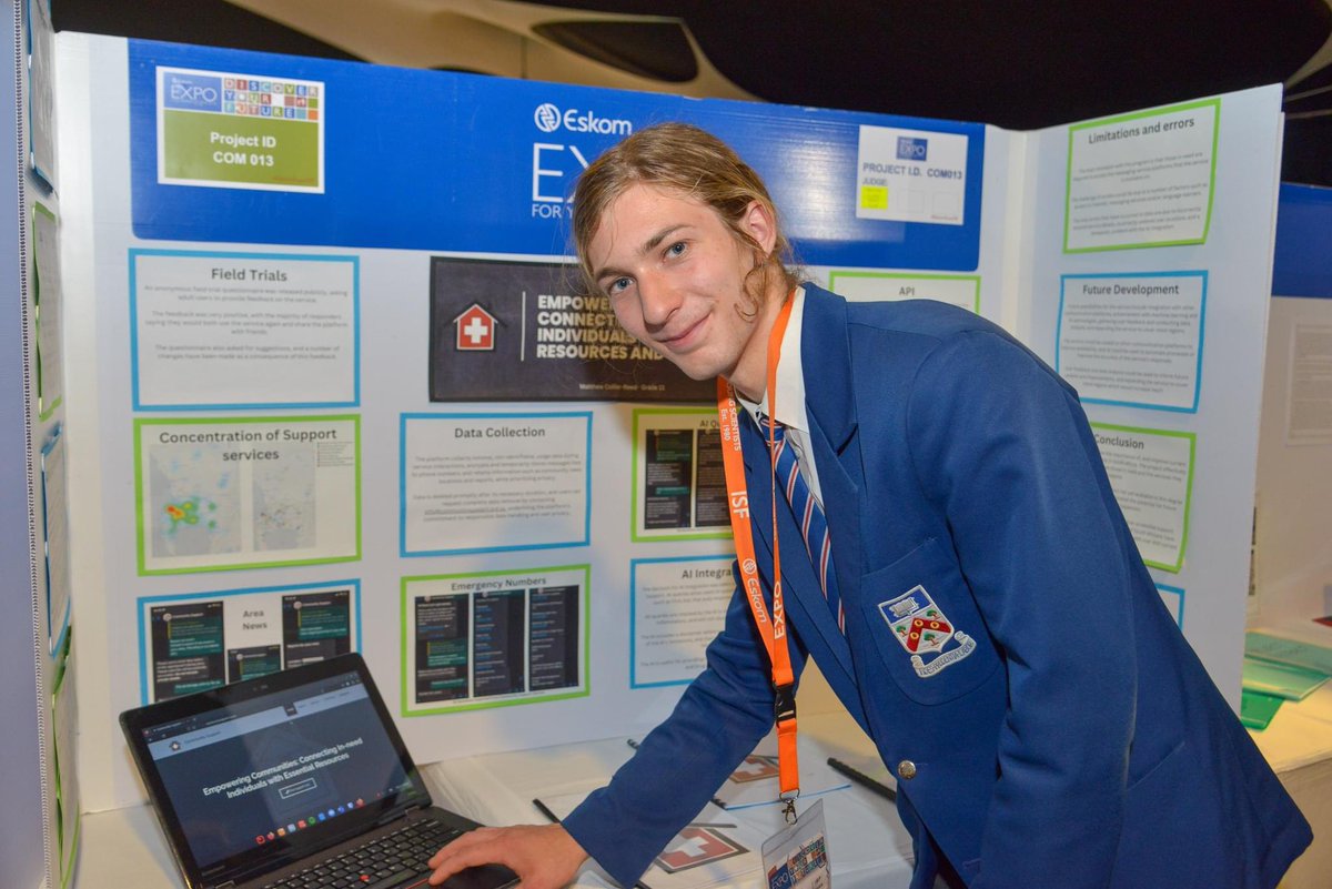 Congratulations to Matthew Collier-Reed, Grade 12 at Pinelands High School in Cape Town, Western Cape for earning the opportunity to compete at the Regeneron International Science and Engineering Fair (ISEF) in Los Angeles, California in the USA from 11 – 17 May 2024. Matthew