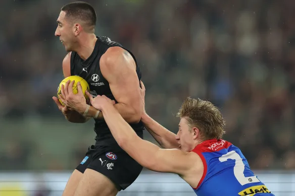 Jacob Weitering, thank you for being you:
#7 Rated Carlton Player
17 Disposals, 8 Intercepts
7 Marks, 4 Intercept Marks
4 Contested, 1 Score Launch
5 Spoils, 8 One Percenters
3 Rebound 50s, 209 Metres Gained

If he doesn't get smothered, that's just about a perfect game.