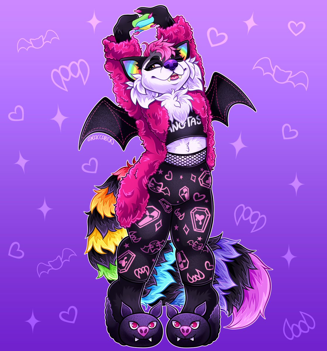 Big stretch 🌈✨ My sona Skittles dressed as the ‘Creepover Draculaura’ monster high doll. #furryart #furryartist #monsterhigh #draculaura #furryfandom #furrycommunity