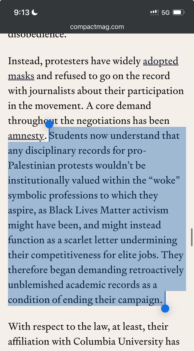 Something to this. With any other left-coded protest cause, there would be rewards for participation: a summer grant, a swank postdoc, a Carnegie-type prize, networking ops for law firms and NGOs, etc.