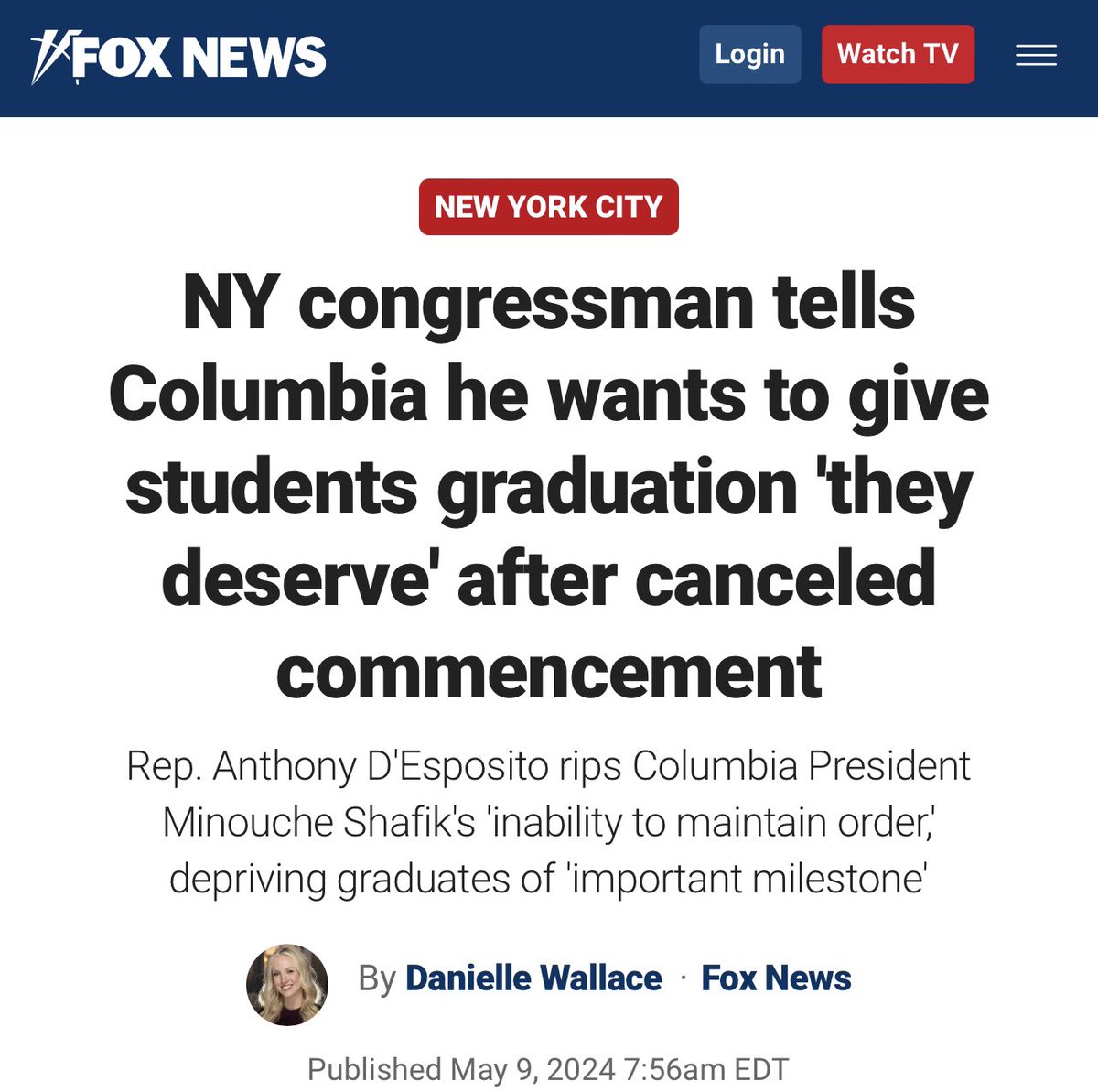 Shafik failed when she allowed terror-sympathizers to occupy her school. But students at @Columbia still deserve a graduation — so we’re hosting one in #NY04. Who’s in? 🙋‍♂️ foxnews.com/politics/ny-co…