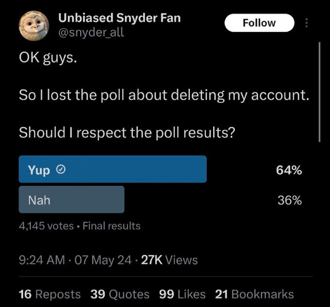 Bro did like three polls, lost, and had to cheat by shutting it down while the votes where in his favour.
Everything he says is bullshit.
I genuinely suggest 'reminding' him about his past posts.