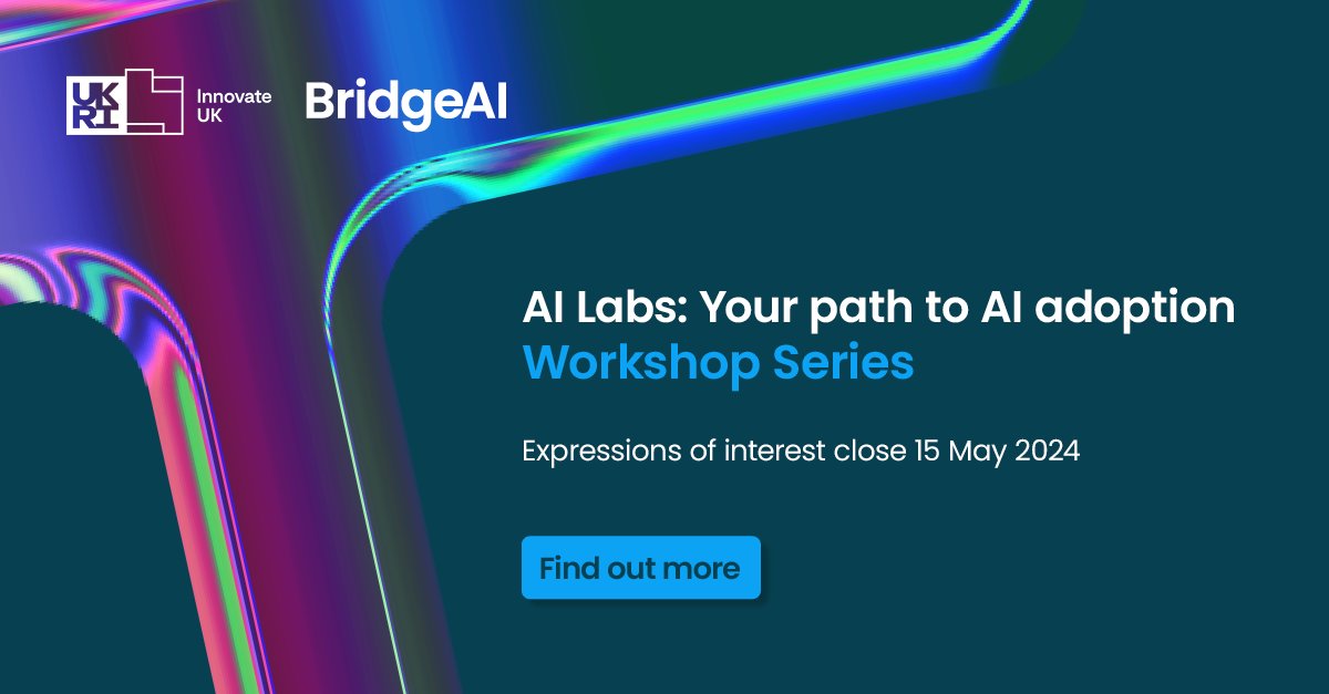 Feeling uncertain about #AI adoption? Join @InnovateUK AI Labs, an immersive event series designed to guide you through the early stages of your AI journey. Express your interest before 15 May: iuk.ktn-uk.org/events/ai-labs… #BridgeAI