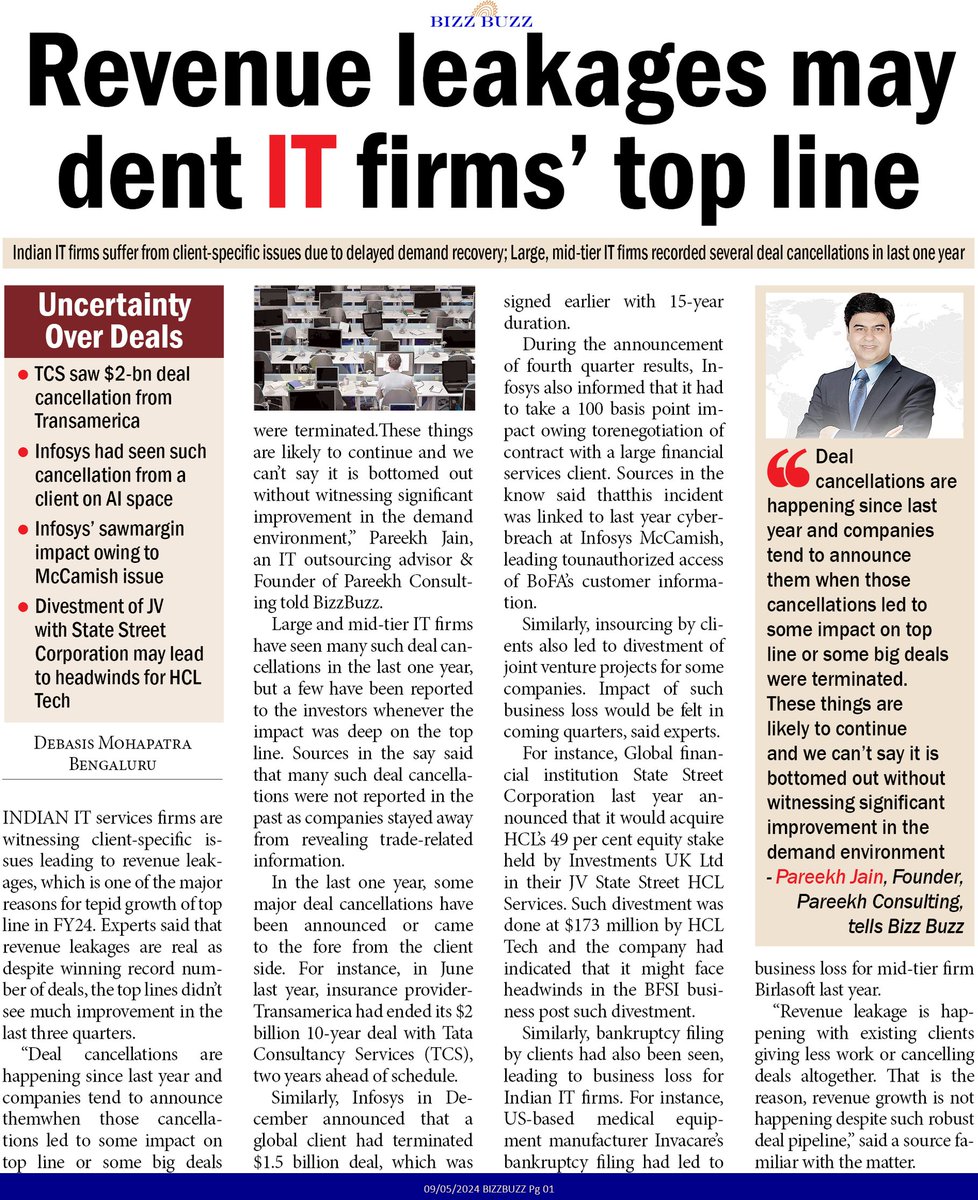 Revenue leakages may dent IT firms’ top line.
(My PoV included in BizzBuzz news today).

Link: bizzbuzz.news/industry/infot…

@debasismohapat7
#EIIRTrend #news #BizzBuzz #ITServices #RevenueLeakage