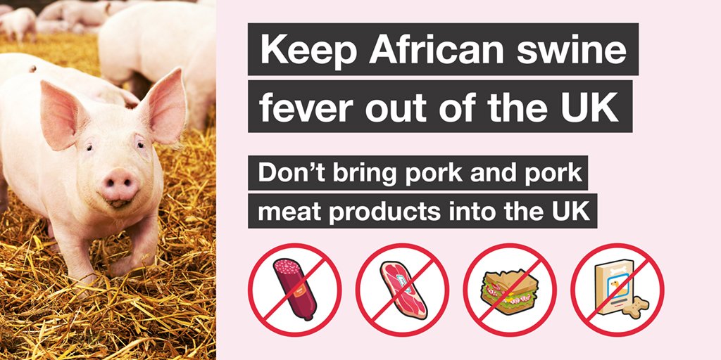 When on holiday this summer, don’t bring pork or pork products back with you to help keep #AfricanSwineFever out. It is illegal to bring over 2kg of pork or pork products from the EU unless packaged to EU commercial standards. Learn more: gov.uk/guidance/afric…